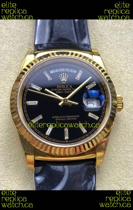 Rolex Day Date 128238 Yellow Gold Black Crystal Dial Super Clone Watch 