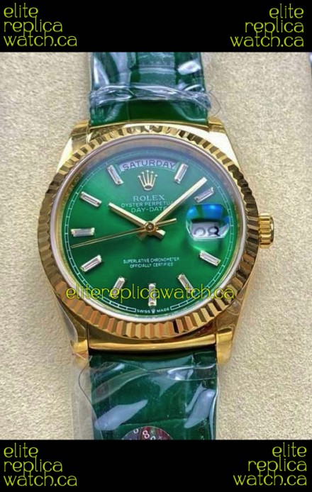 Rolex Day Date 128238 Yellow Gold Green Crystal Dial Super Clone Watch 