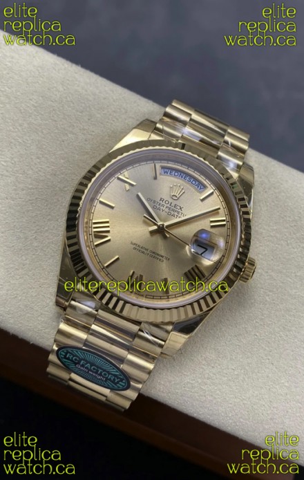 Rolex Day Date 228238 Yellow Gold in Gold Roman Dial Super Clone Watch 