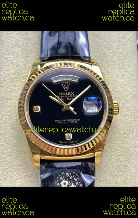 Rolex Day Date 128238 Yellow Gold Black Dial Super Clone Watch 