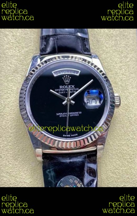 Rolex Day Date 128236 Stainless Steel Black Dial Super Clone Watch 