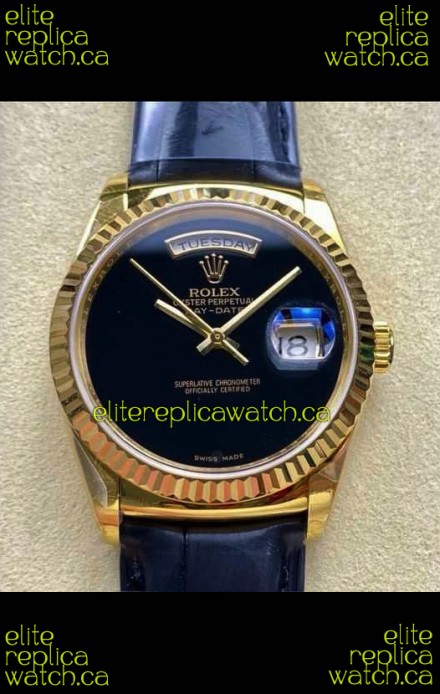 Rolex Day Date 128238 Yellow Gold Black Dial Super Clone Watch 