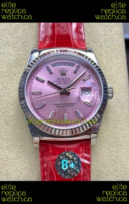 Rolex Day Date 128236 Stainless Steel Pink Dial Super Clone Watch 