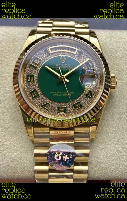 Rolex Day Date 118238 Yellow Gold Diamonds Dial Super Clone Watch 