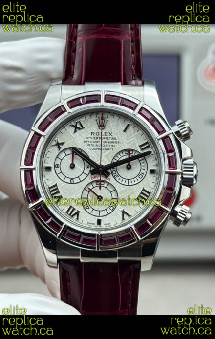 Rolex Daytona 116589SALV FREE SPRUNG MVMT White Gold Red Rubies Meteorite Super Clone Watch 
