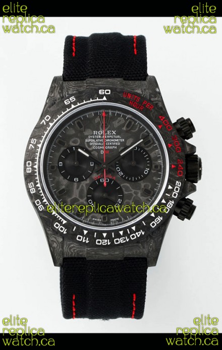 Rolex Daytona DiW Forged Cabon Casing Black Nylon Strap Super Clone Watch 