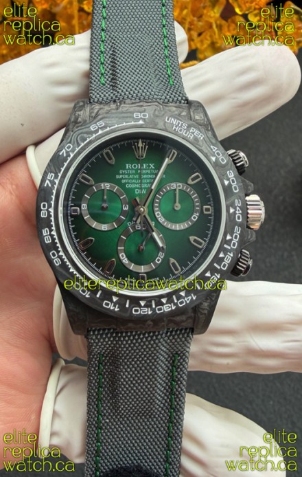 Rolex Daytona DiW Black Carbon Fiber Green Dial Super Clone Watch 
