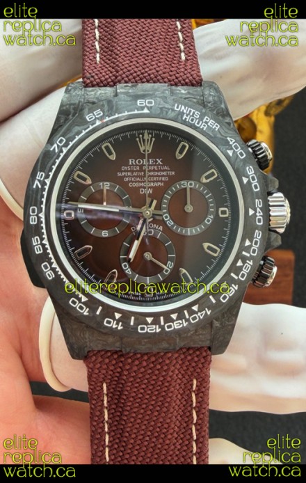Rolex Daytona DiW Black Carbon Fiber Brown Dial Super Clone Watch 