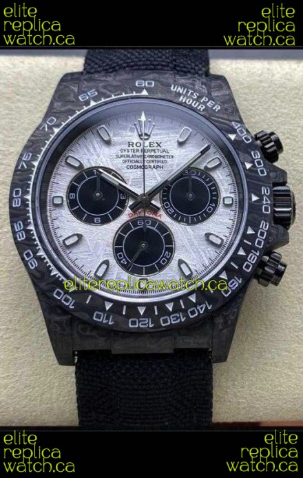 Rolex Daytona Black Carbon Fiber Meteorite Dial Nylon Strap Super Clone Watch 