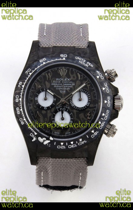 Rolex Daytona DiW Black Carbon Arabic Numerals Super Clone Watch 