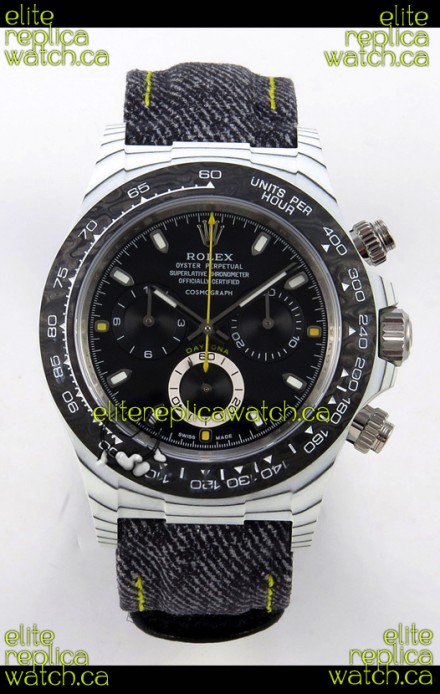 Rolex Daytona DiW White Carbon Black Dial Super Clone Watch 