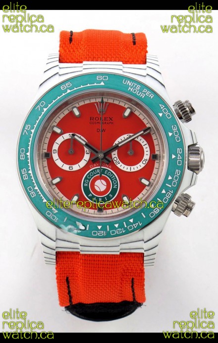 Rolex Daytona DiW RG Course Edition White Carbon Red Dial Super Clone Watch 