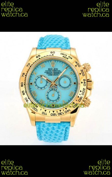 Rolex Daytona 116568 Yellow Gold 4801 Movement Blue Dial Super Clone Watch 