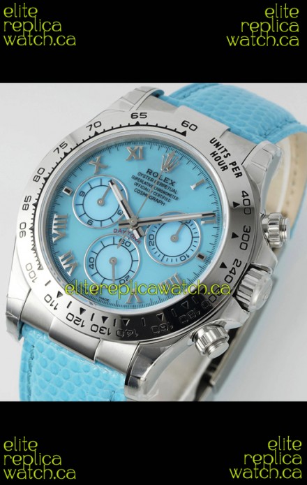 Rolex Daytona 116519 Stainless Steel Blue Pearl Leather Strap Super Clone Watch