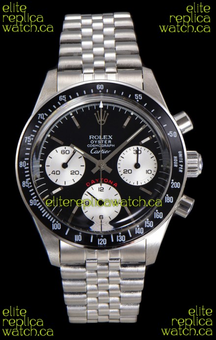 Rolex Daytona Paul Newman 37MM Cartier Black Dial Manual Wind Super Clone Watch 
