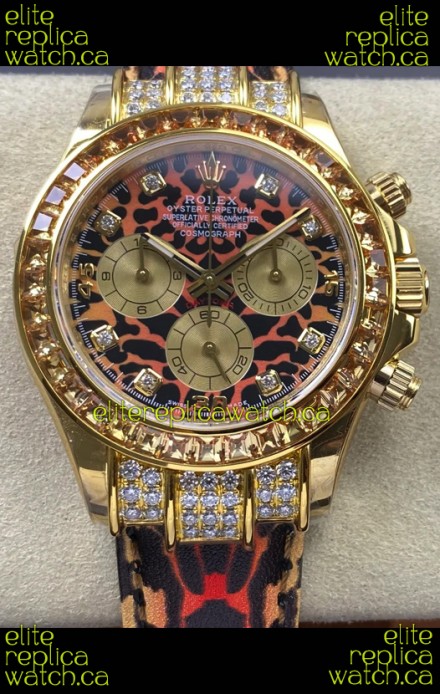 Rolex Daytona 116598 Leopard Yellow Gold Super Clone Watch 