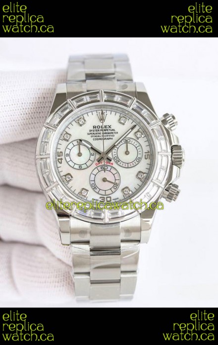 Rolex Daytona 116519 Stainless Steel White Pearl Dial Super Clone Watch 