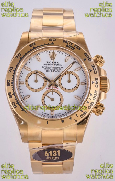 Rolex Daytona 126508 Yellow Gold White Dial FREE SPRUNG MVMT Super Clone Watch 
