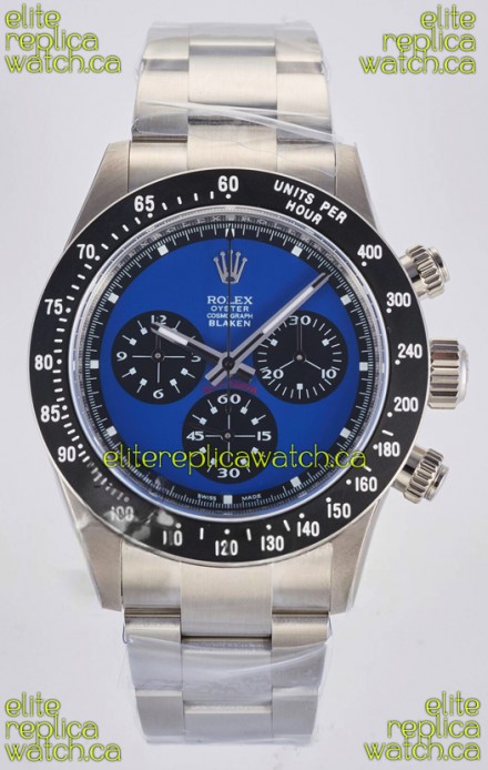 Rolex Daytona Paul Newman Blue Dial Custom Modded 4130 Mvnt Swiss Replica