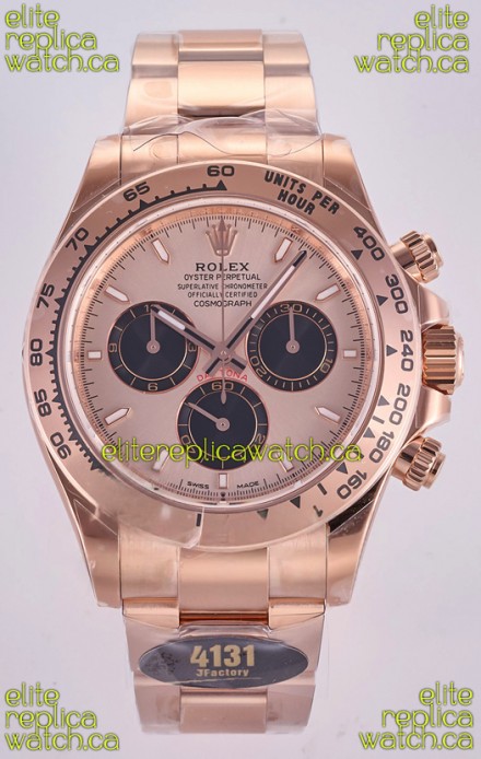 Rolex Daytona 126505 Rose Gold Dial Stick Markers FREE SPRUNG MVMT Super Clone Watch 