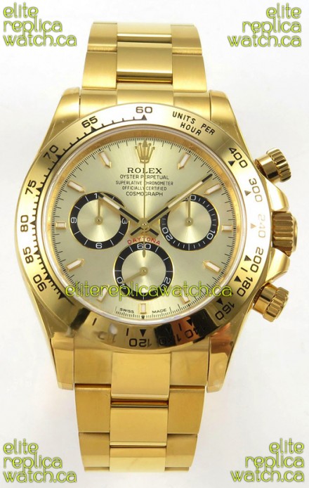 Rolex Daytona 126508 Yellow Gold Dial FREE SPRUNG MVMT Super Clone Watch 
