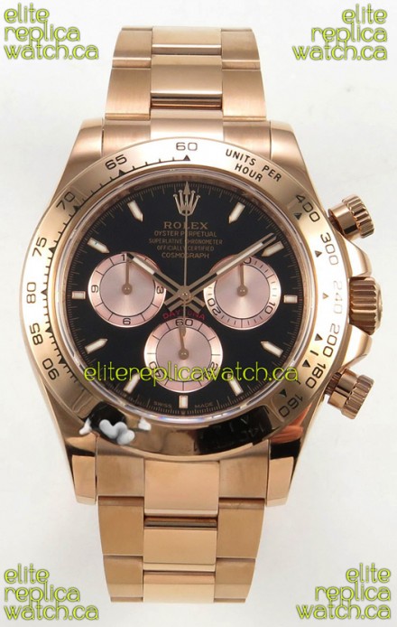 Rolex Daytona 126505 Rose Gold Black Dial FREE SPRUNG MVMT Super Clone Watch 