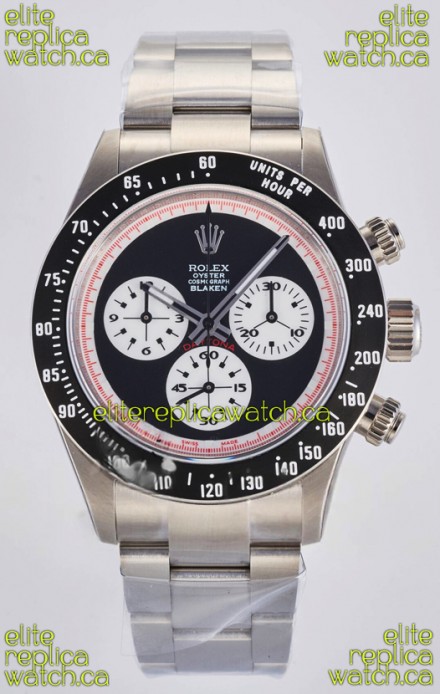 Rolex Daytona Paul Newman Blaken Black Dial Custom Modded 4130 Mvnt Swiss Replica