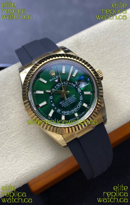 Rolex Sky-Dweller REF# 336238 Green Dial Rubber Strap Super Clone Watch 