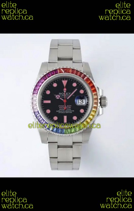 Rolex Submariner Pink Lady Rainbow 40MM Sapphires Super Clone Watch