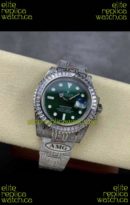 Rolex Submariner 116610 Iced Out Edition 19 Green Dial Swiss Replica Watch 