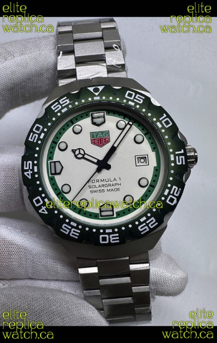 Tag Heuer Formula 1 White Dial Green Bezel Japanese Replica Watch 