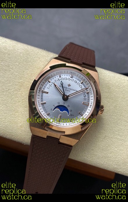 Vacheron Constantin Overseas True Moon Phase Rose Gold Steel Dial Swiss Replica Watch 