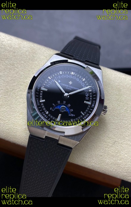 Vacheron Constantin Overseas True Moon Phase Steel Case Black Dial Swiss Replica Watch 