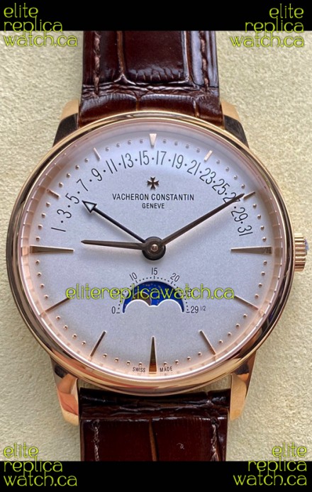 Vacheron Constantin Patrimony Moonphase Rose Gold White dial Swiss Replica Watch 