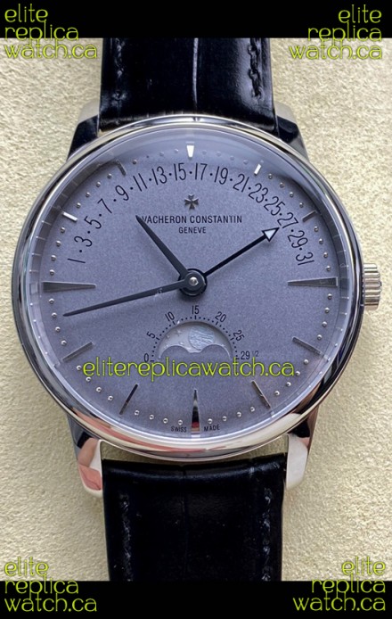 Vacheron Constantin Patrimony Moonphase Stainless Steel Grey Dial Swiss Replica Watch 