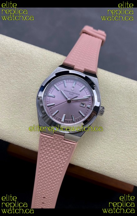 Vacheron Constantin Overseas 35MM Pink Dial Rubber Strap Super Clone Watch 