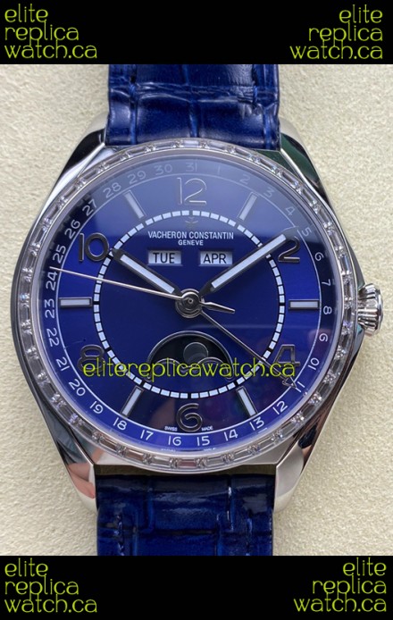Vacheron Constantin Fiftysix Moonphase Blue Dial Steel Case Swiss Replica Watch 