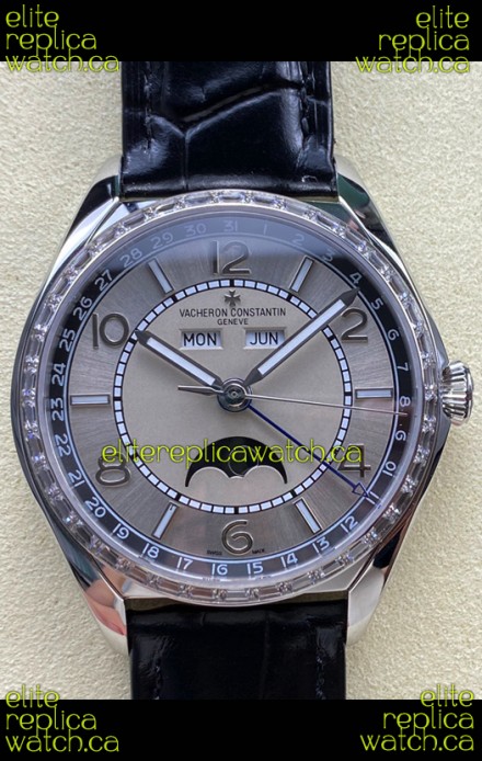 Vacheron Constantin Fiftysix Moonphase Steel Dial Steel Case Swiss Replica Watch 