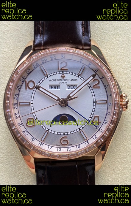 Vacheron Constantin Fiftysix Moonphase Steel Dial Rose Gold Swiss Replica Watch 