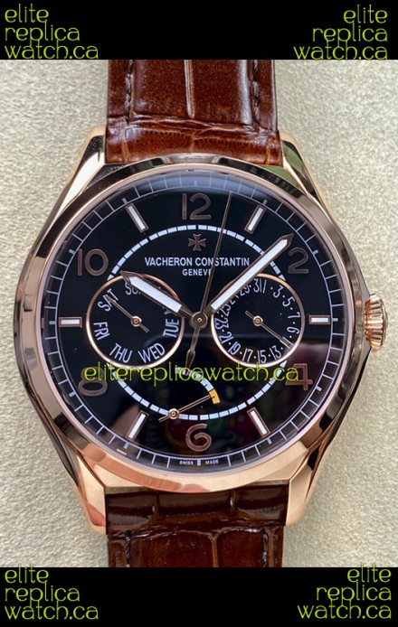 Vacheron Constantin Fiftysix Day-Date Rose Gold Black Dial Swiss Replica Watch 
