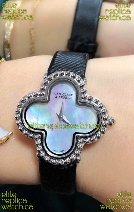 Van Cleef & Arpels Alhambra Stainles Steel Pearl Dial Watch 