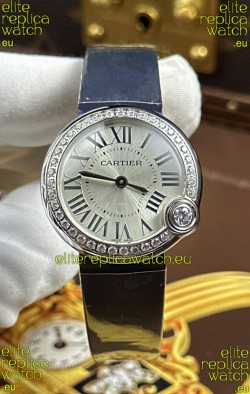 Ballon Blanc De Cartier Swiss Quartz Replica Watch in Steel Casing Fabric Strap