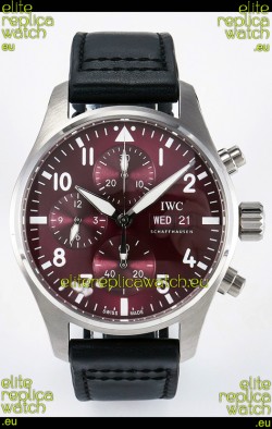 IWC Super Clone Pilot Chronograph Edition Red Dial Leather Swiss Replica Watch 