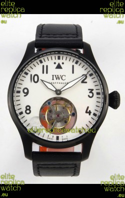 IWC Super Clone Portugese Hand-Wound Genuine Tourbillon White Dial PVD Casing Watch
