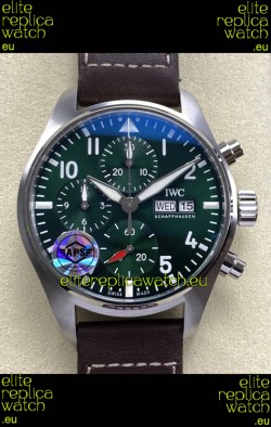 IWC Super Clone Pilot Chronograph Edition Green Dial Leather Swiss Replica Watch 