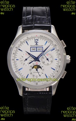 Jaeger LeCoultre Master Control Chronograph Calendar Steel Casing White Dial Watch 