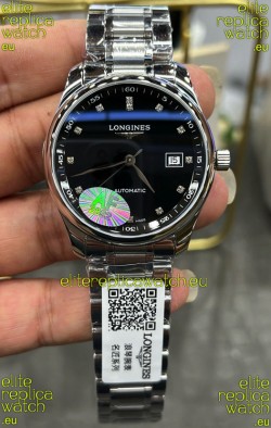 Longines Master Collection Automatic Moonphase Black Dial Swiss Replica Watch Steel Strap