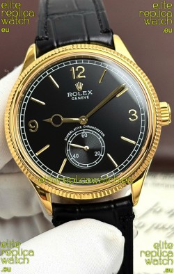 Rolex 1908 Perpetual Swiss Movement Replica Watch in Rose Gold Casing Black Dial