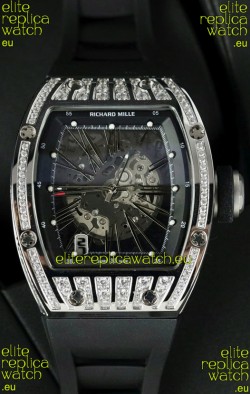 Richard Mille RM010 Stainless Steel Replica Watch in Black Strap