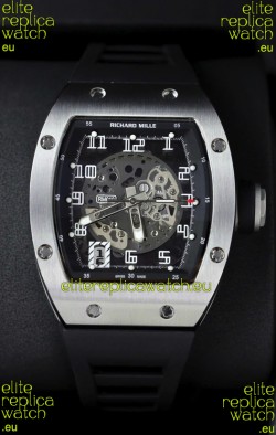 Richard Mille RM010 Stainless Steel Replica Watch in Black Strap